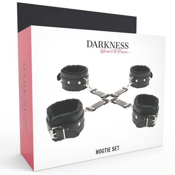 DARKNESS - LEATHER HANDCUFFS FOR FOOT AND HANDS BLACK 9